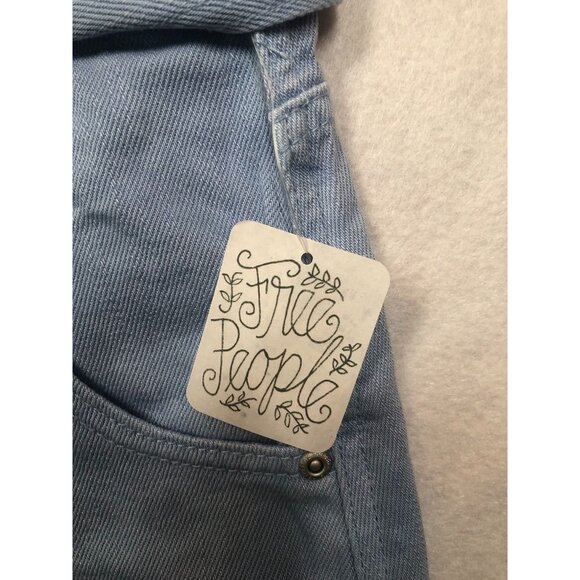 We The Free People Nova Denim Paper Bag High Rise Shorts Light Blue Womens Small - Picture 8 of 11